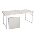 Aluminum Folding Table 4 Foot, Adjustable Height Lightweight Portable Camping Table for Picnic Beach Outdoor Indoor, White 120 x 60 x 70 4Ft Y684846