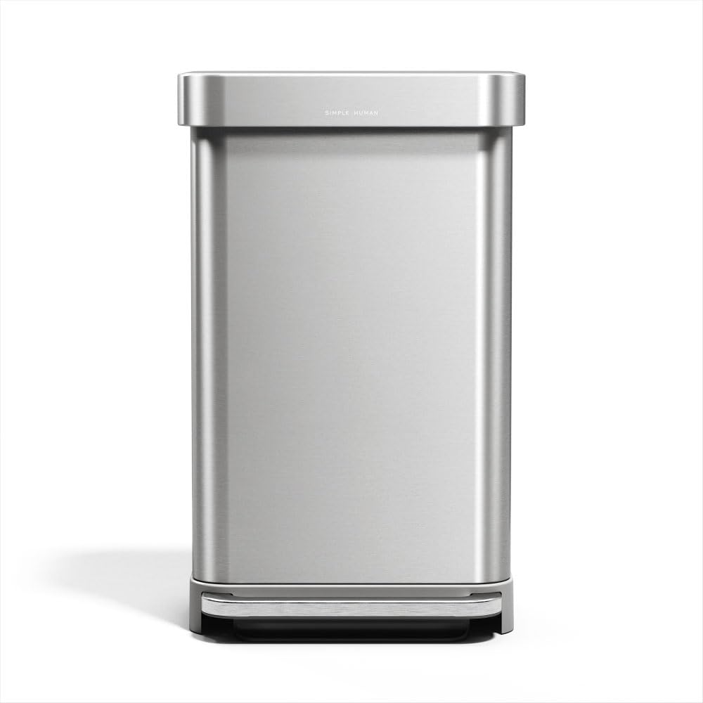 45L Brushed Stainless Steel Rectangular Step Can N7114