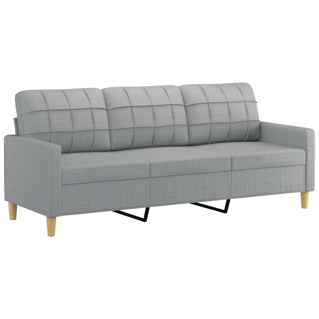 Light Gray 3-Seater Fabric Sofa with Footstool E205680