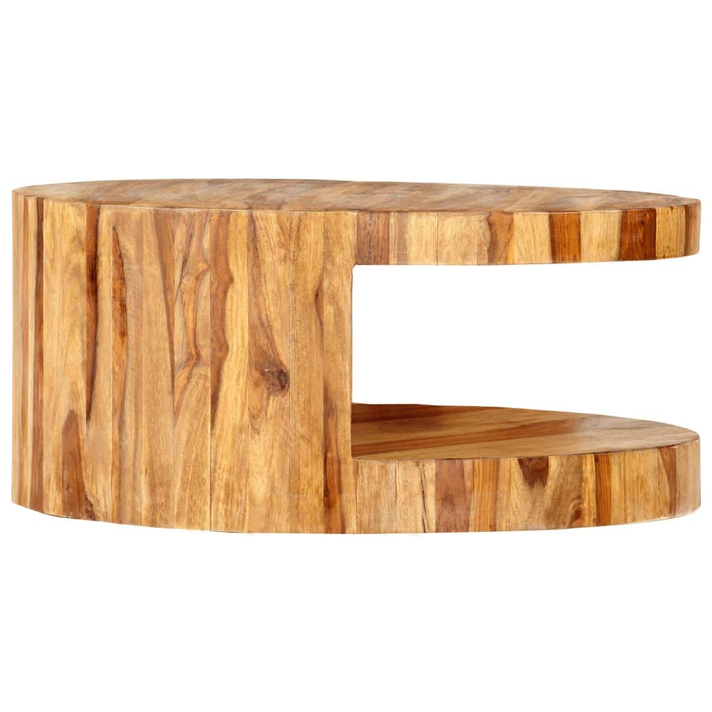 Round Coffee Table 25.6"x11.8" Solid Sheesham Wood Y82764