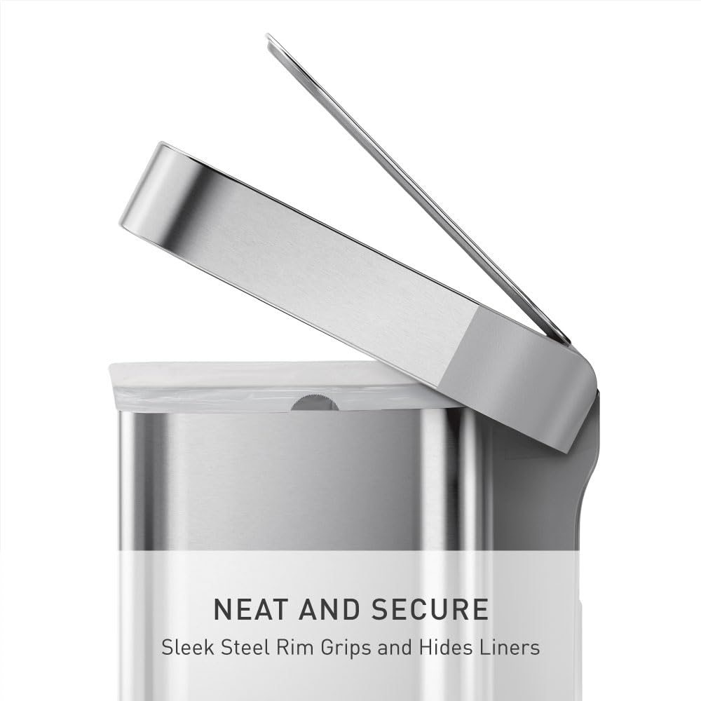 45L Brushed Stainless Steel Rectangular Step Can N7114