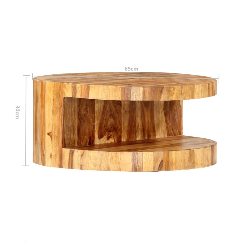 Round Coffee Table 25.6"x11.8" Solid Sheesham Wood Y82764