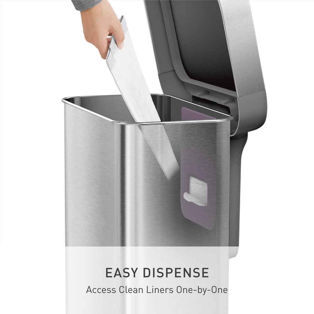 45L Brushed Stainless Steel Rectangular Step Can N7114