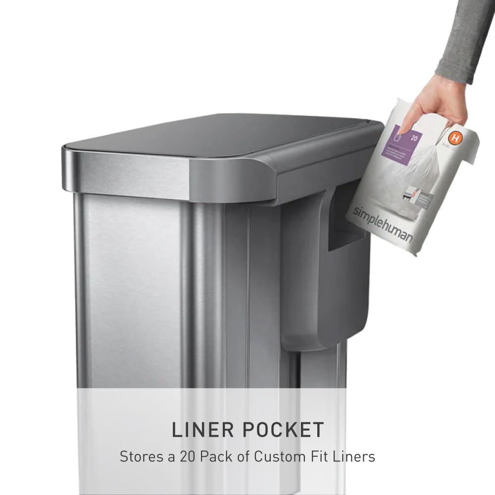 45L Brushed Stainless Steel Rectangular Step Can N7114