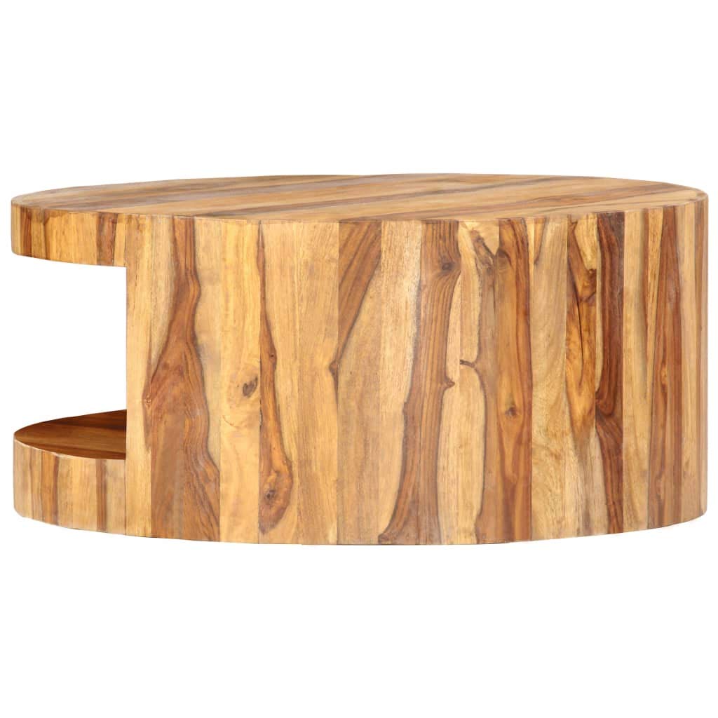 Round Coffee Table 25.6"x11.8" Solid Sheesham Wood Y82764