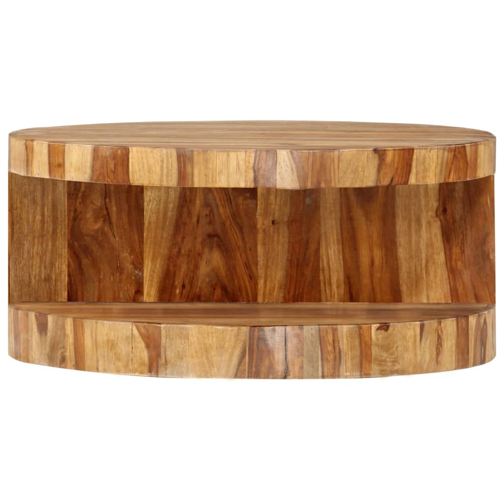 Round Coffee Table 25.6"x11.8" Solid Sheesham Wood Y82764