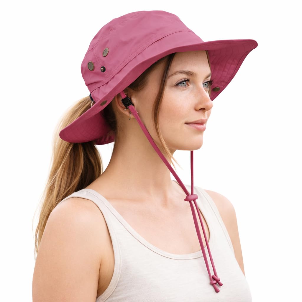 Ponytail Sun Hat Waterproof UPF 50+ Wide Brim W822