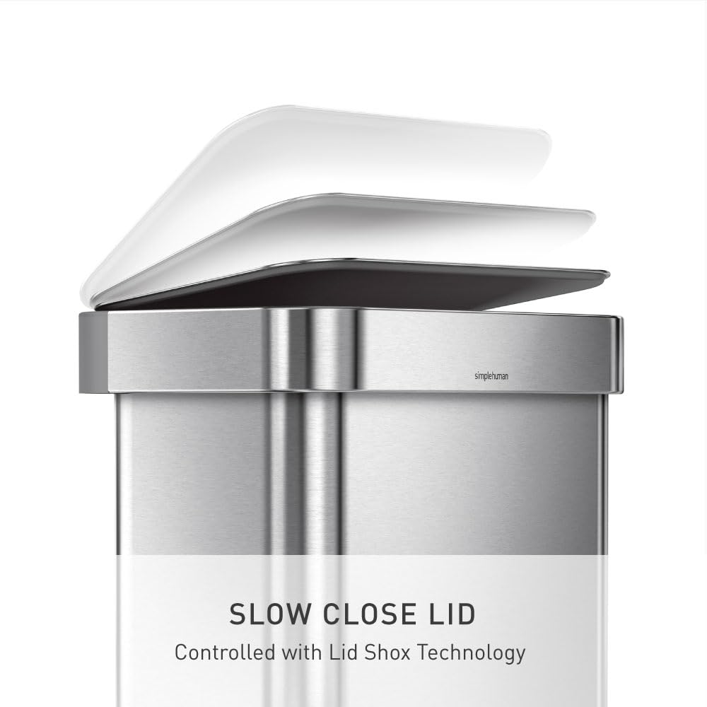 45L Brushed Stainless Steel Rectangular Step Can N7114