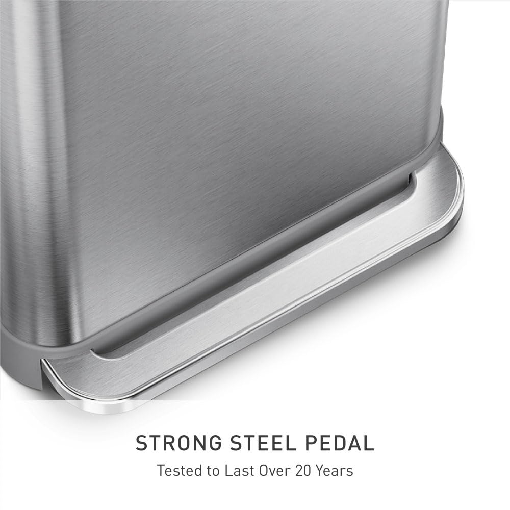 45L Brushed Stainless Steel Rectangular Step Can N7114