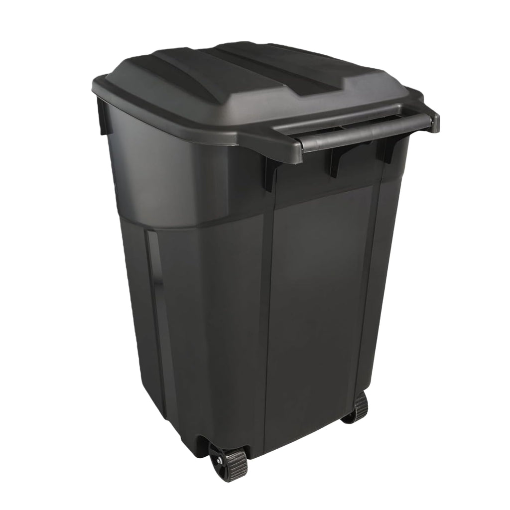 45 Gallon Black Wheeled Trash Can with Lid Z286