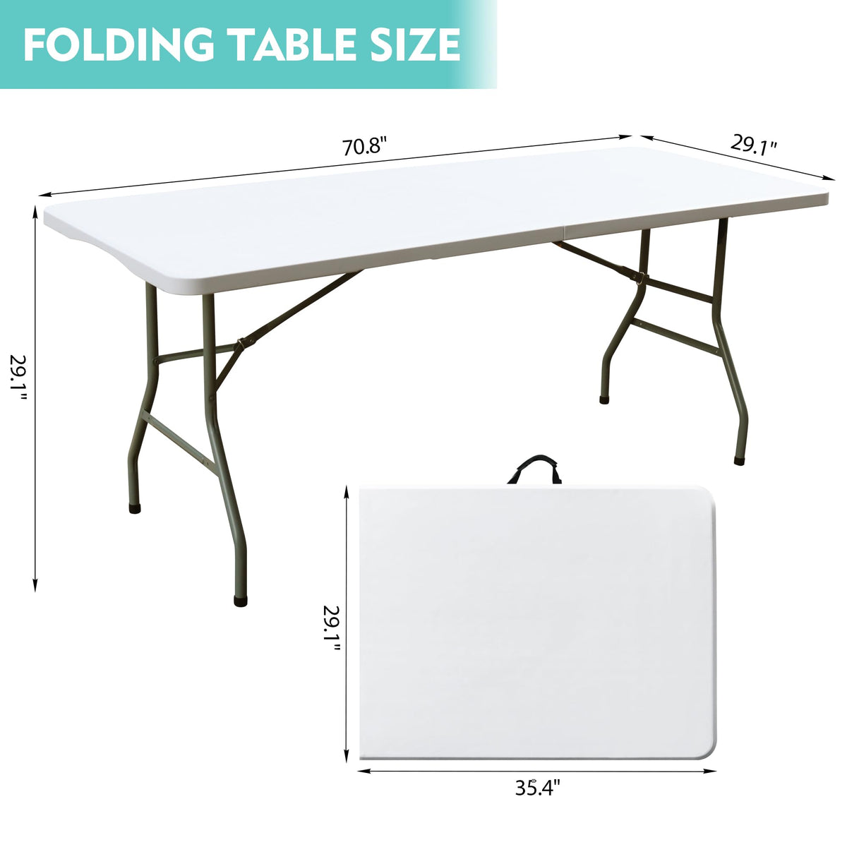 White 6FT Foldable Plastic Table L518916