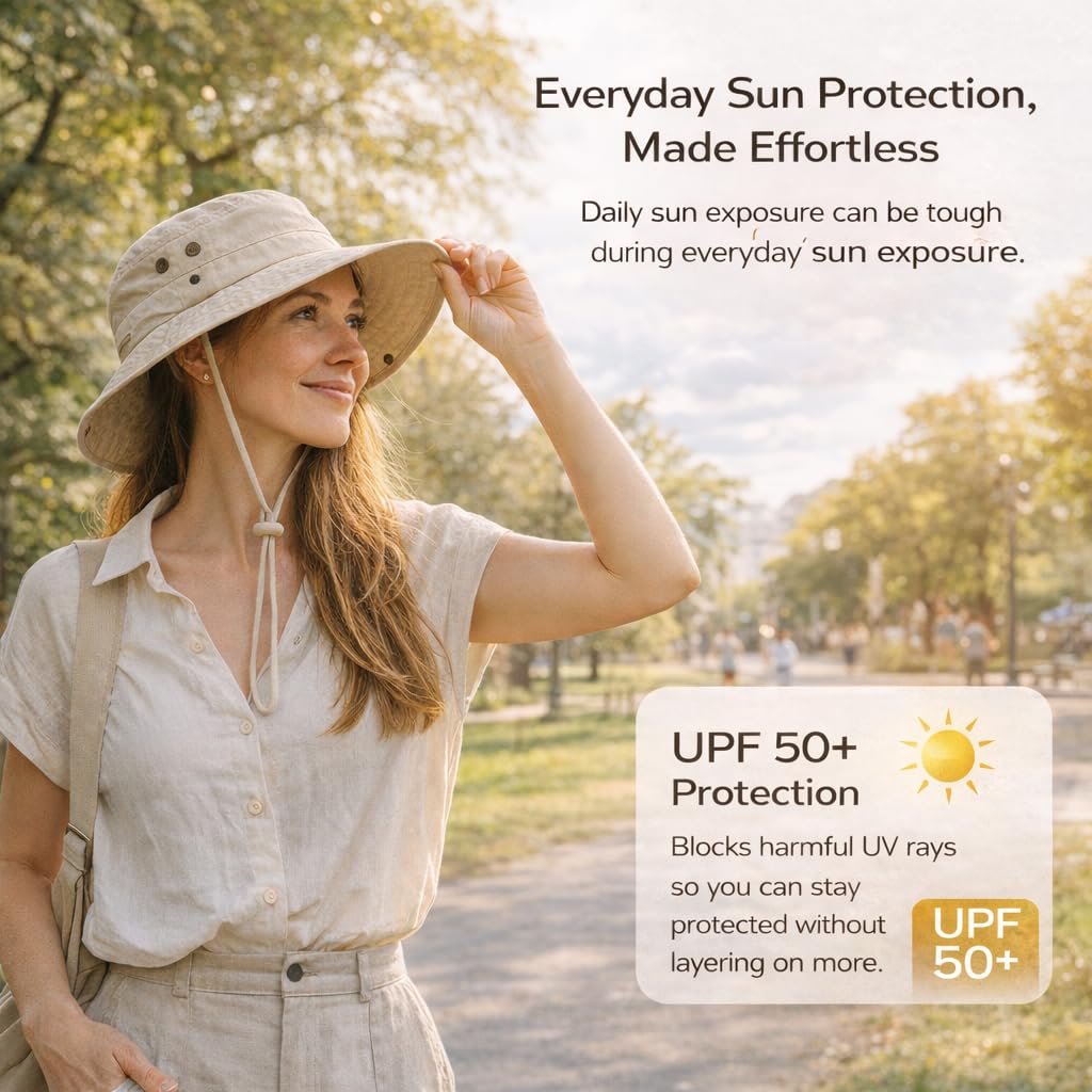 Ponytail Sun Hat Waterproof UPF 50+ Wide Brim W822
