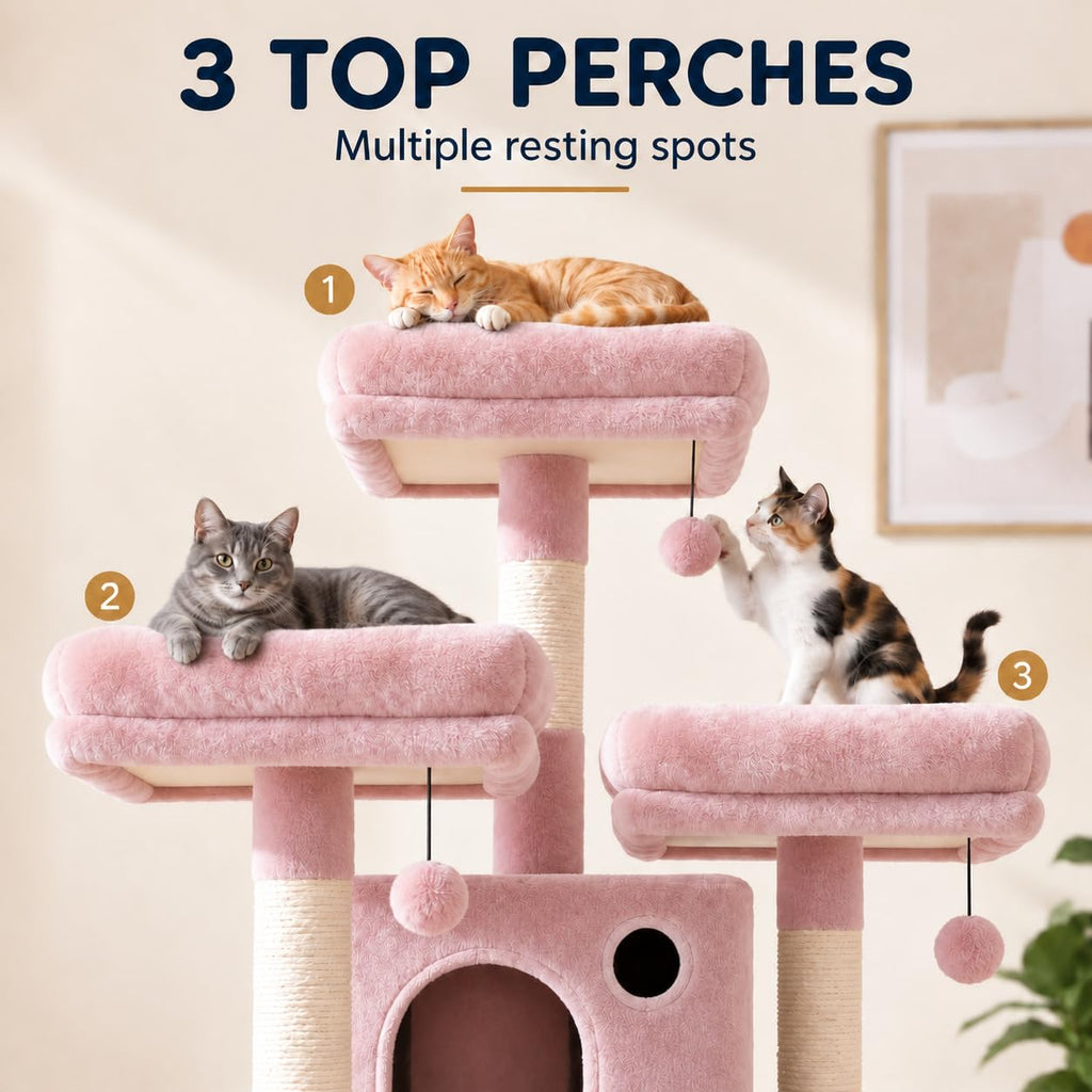 70 Inch Tall Multi-Level Cat Tree Tower with Scratching Posts, Hammock & Perches G2410
