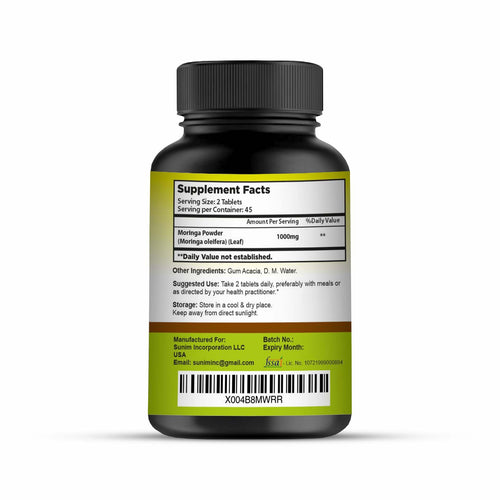 1000 mg Moringa Leaf Tablets, 90 Tablets M155018