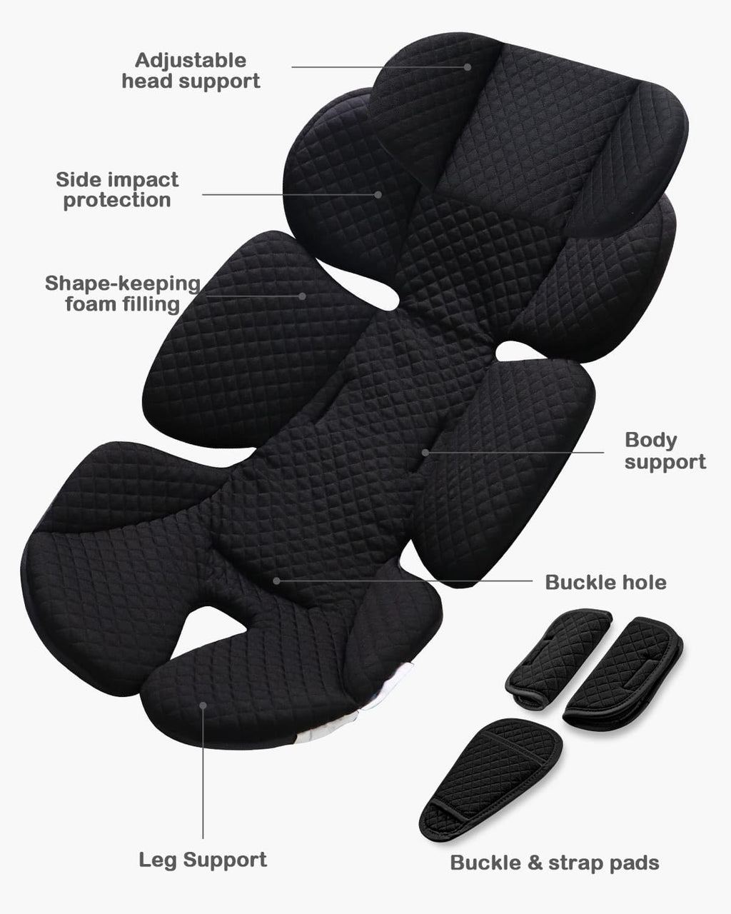 Infant Car Seat Insert with Adjustable Head Support, Black C62653