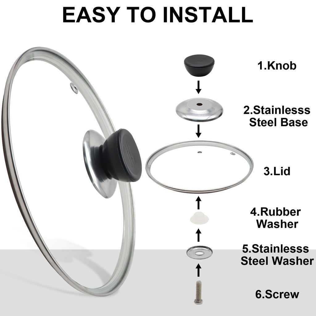 8 Inch Tempered Glass Lid with Stainless Steel Rim I8993