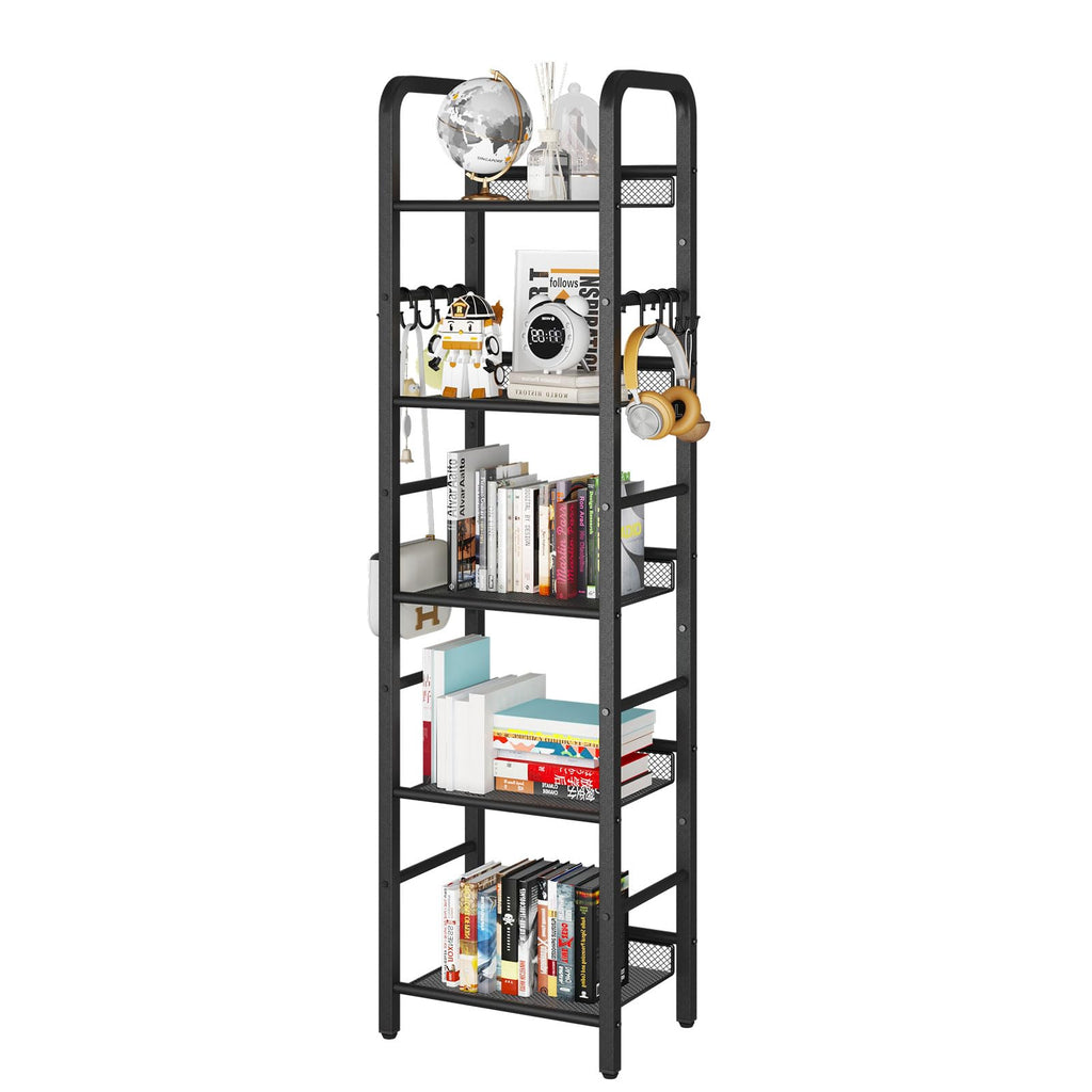 5 Tier Black Metal Bookshelf R741