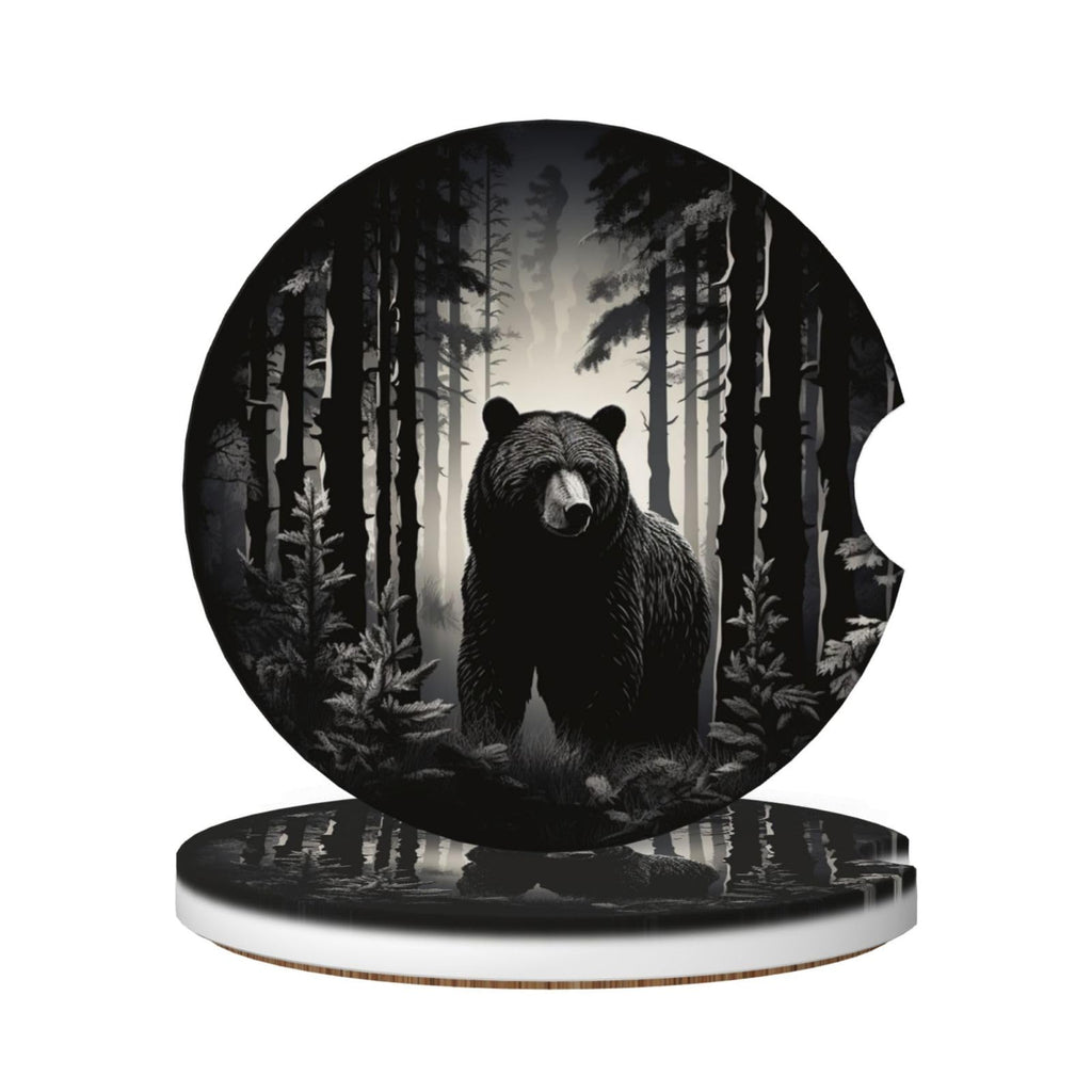 Black Bear Ceramic Car Coasters Set of 2 M68218