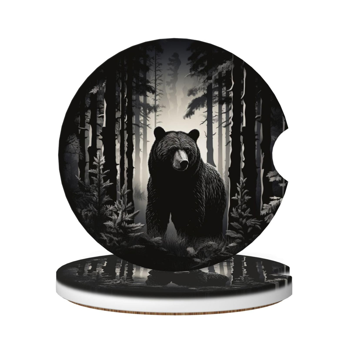 Black Bear Ceramic Car Coasters Set of 2 M68218