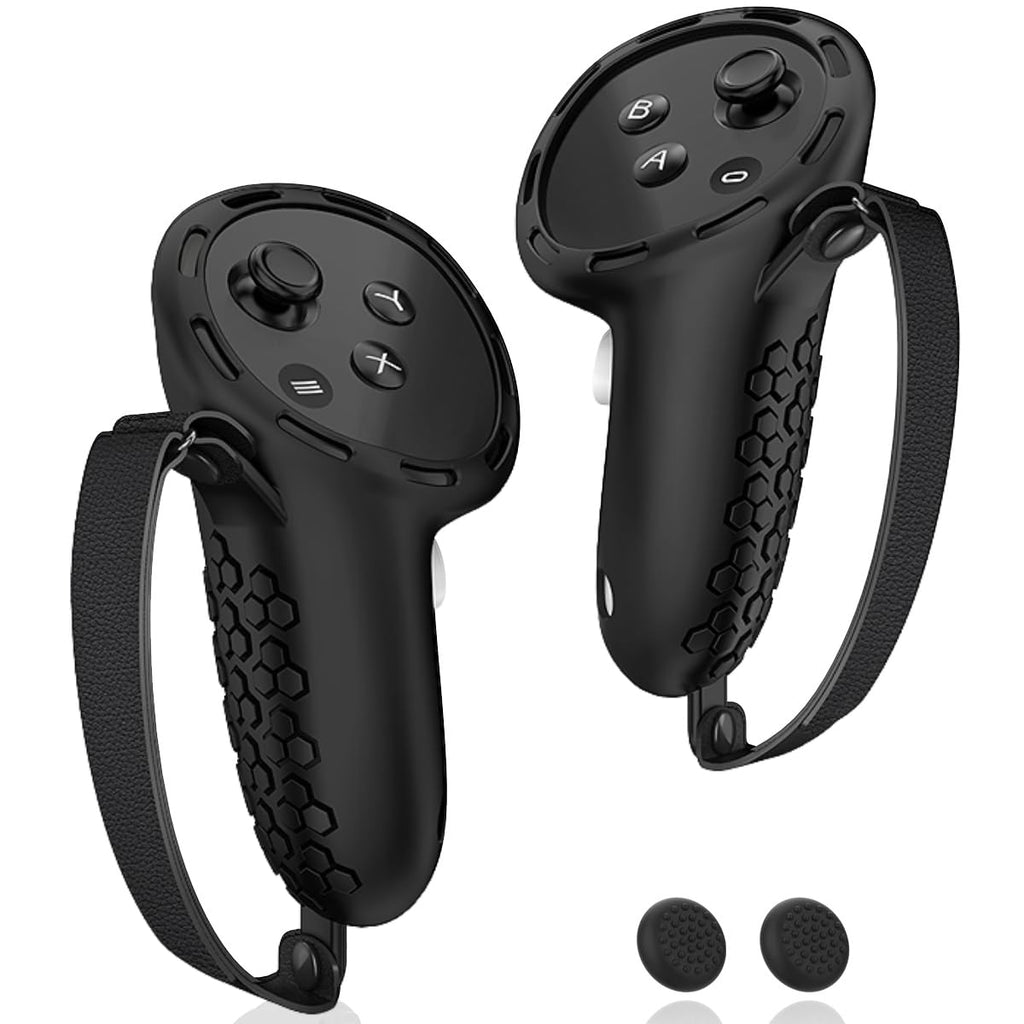 Silicone Controller Grip Cover with Non-Slip Thumbstick Covers Black D8800