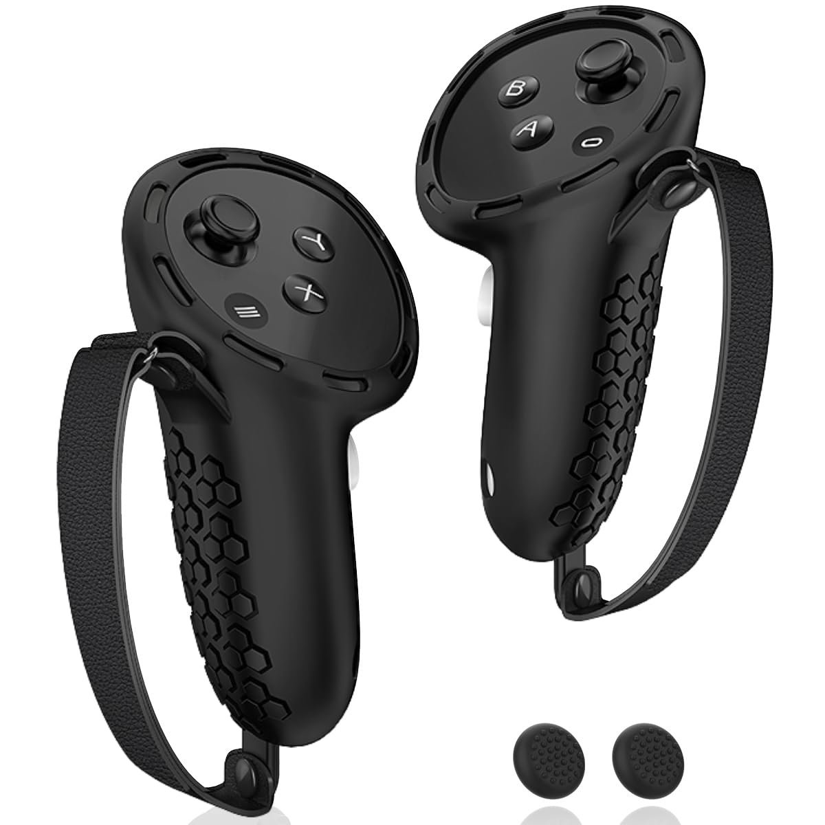 Silicone Controller Grip Cover with Non-Slip Thumbstick Covers Black D8800