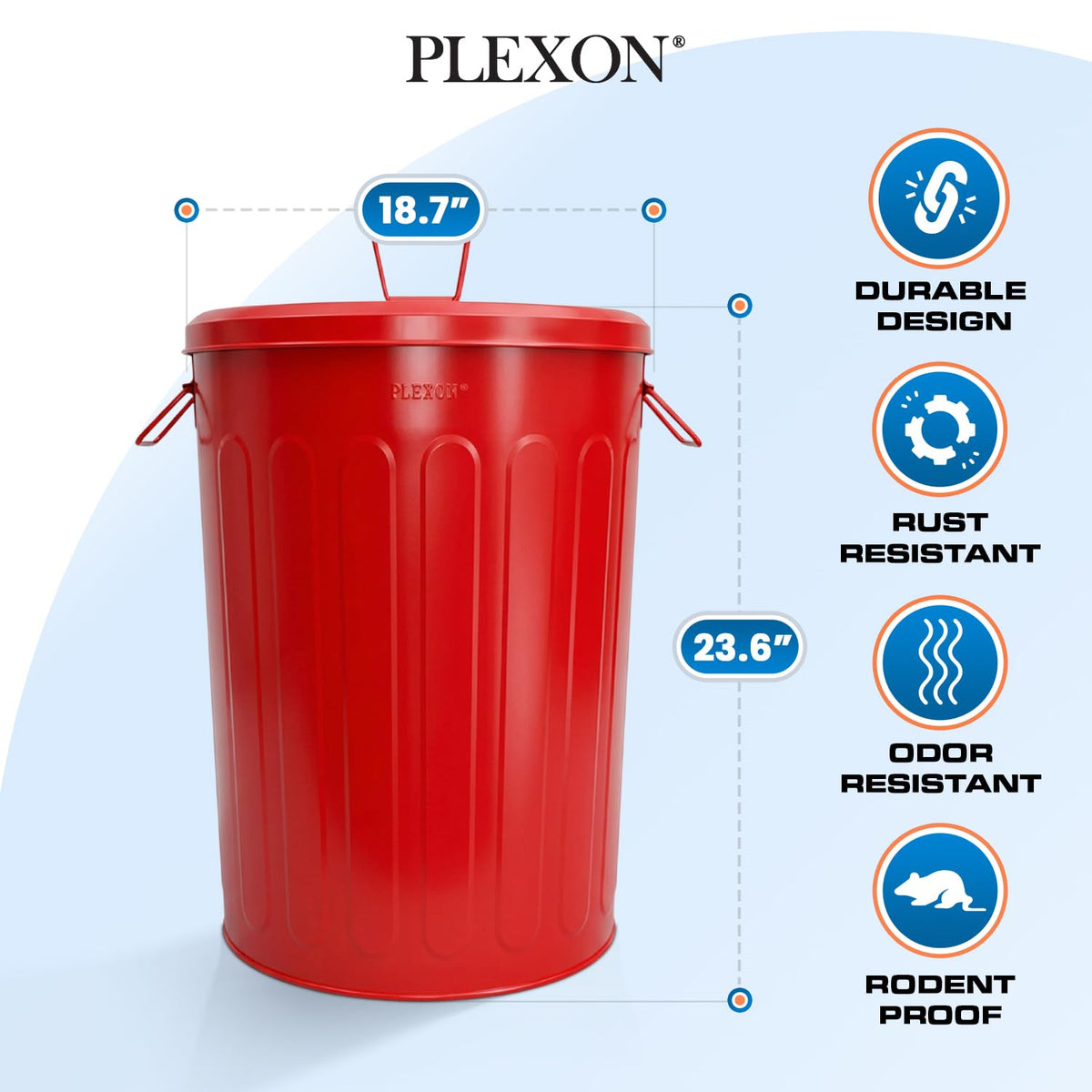 20 Gallon Red Metal Trash Can with Lid M7070