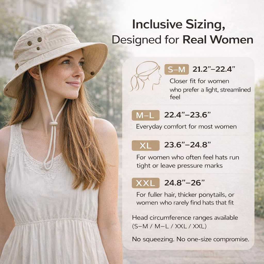 Ponytail Sun Hat Waterproof UPF 50+ Wide Brim W822