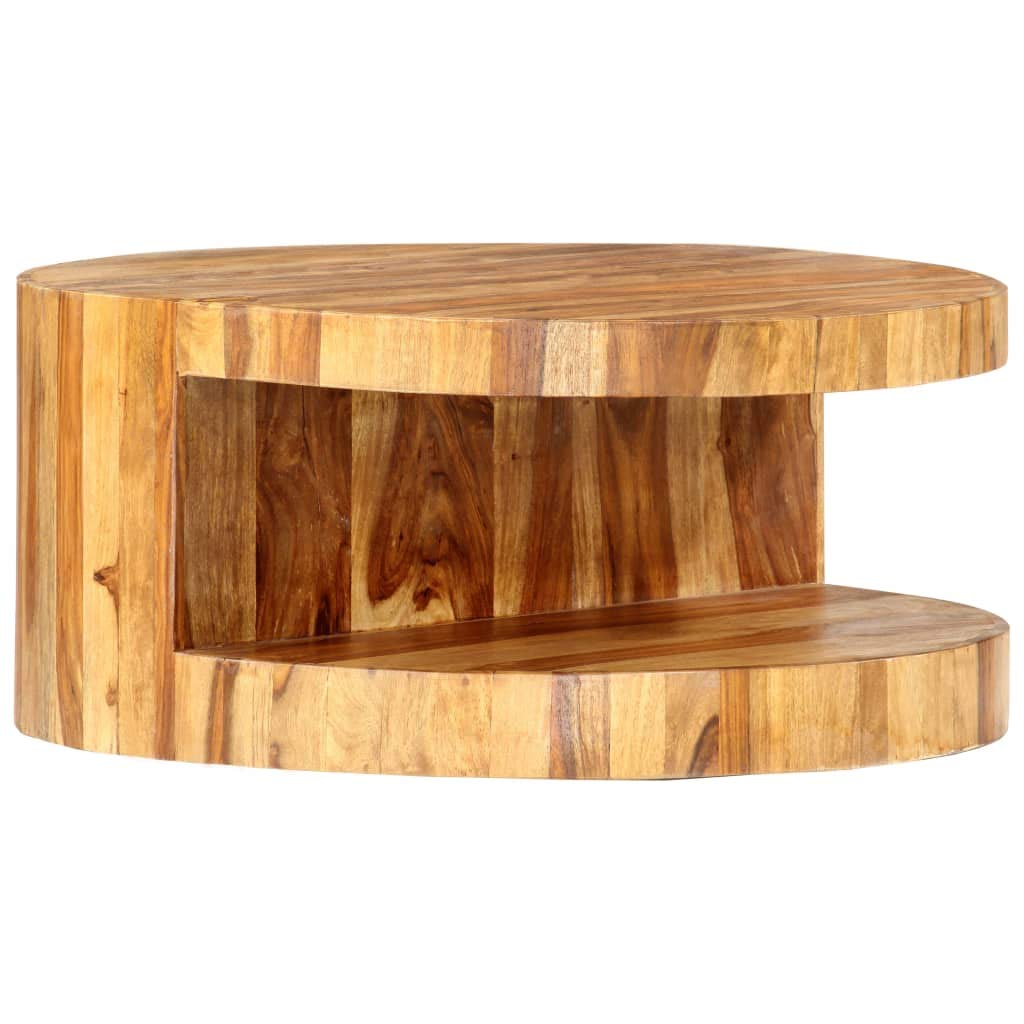 Round Coffee Table 25.6"x11.8" Solid Sheesham Wood Y82764