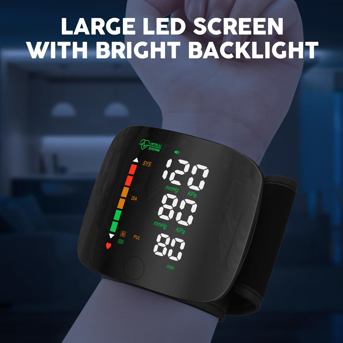 Wrist Blood Pressure Monitor Led Display Black Q6326