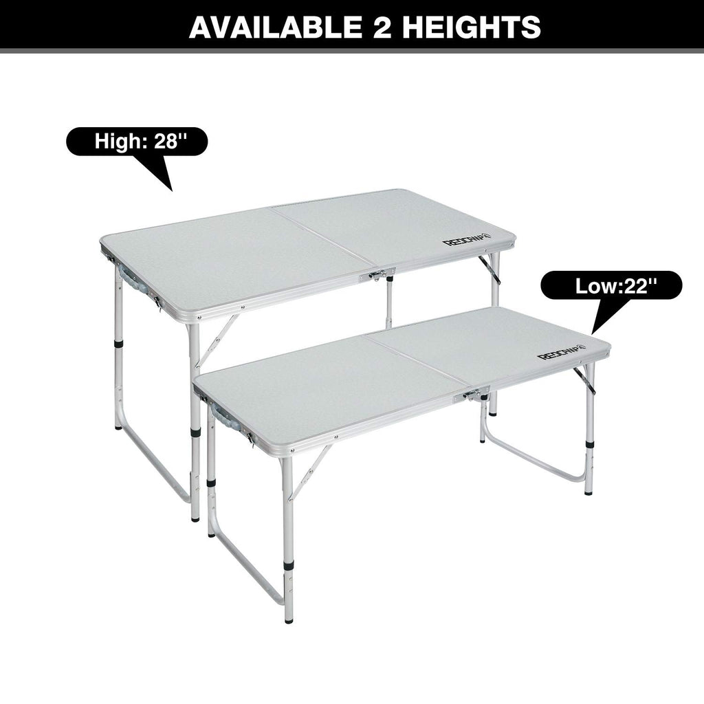 4ft Lightweight Portable Folding Camping Table with Adjustable Heights N163