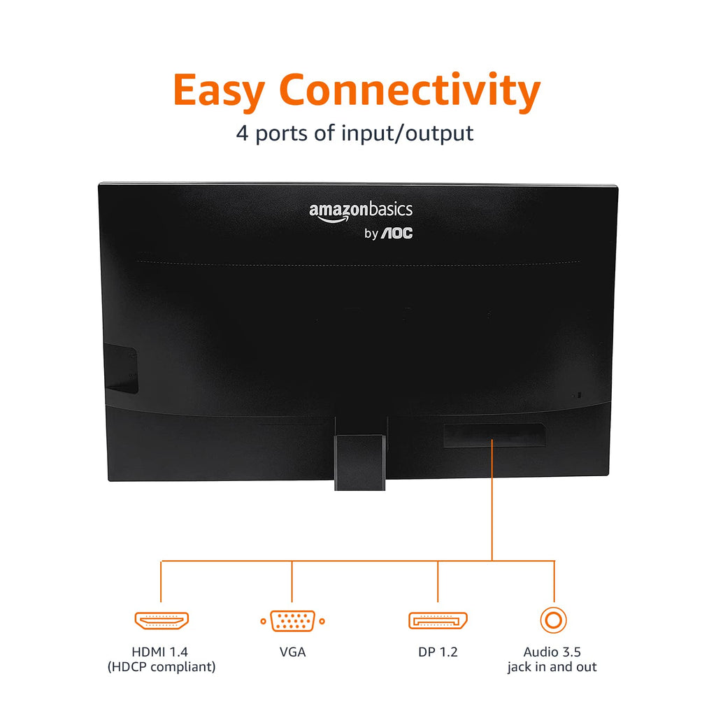 24-inch Full HD IPS Monitor, 75 Hz, 1080P, HDMI, Display Port, VGA, Built-in Speakers, Black K82209