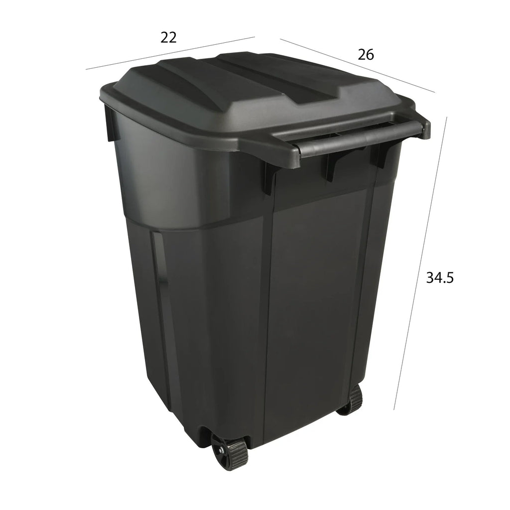 Black 45-Gallons Plastic Wheeled Trash Can with Lid I31951