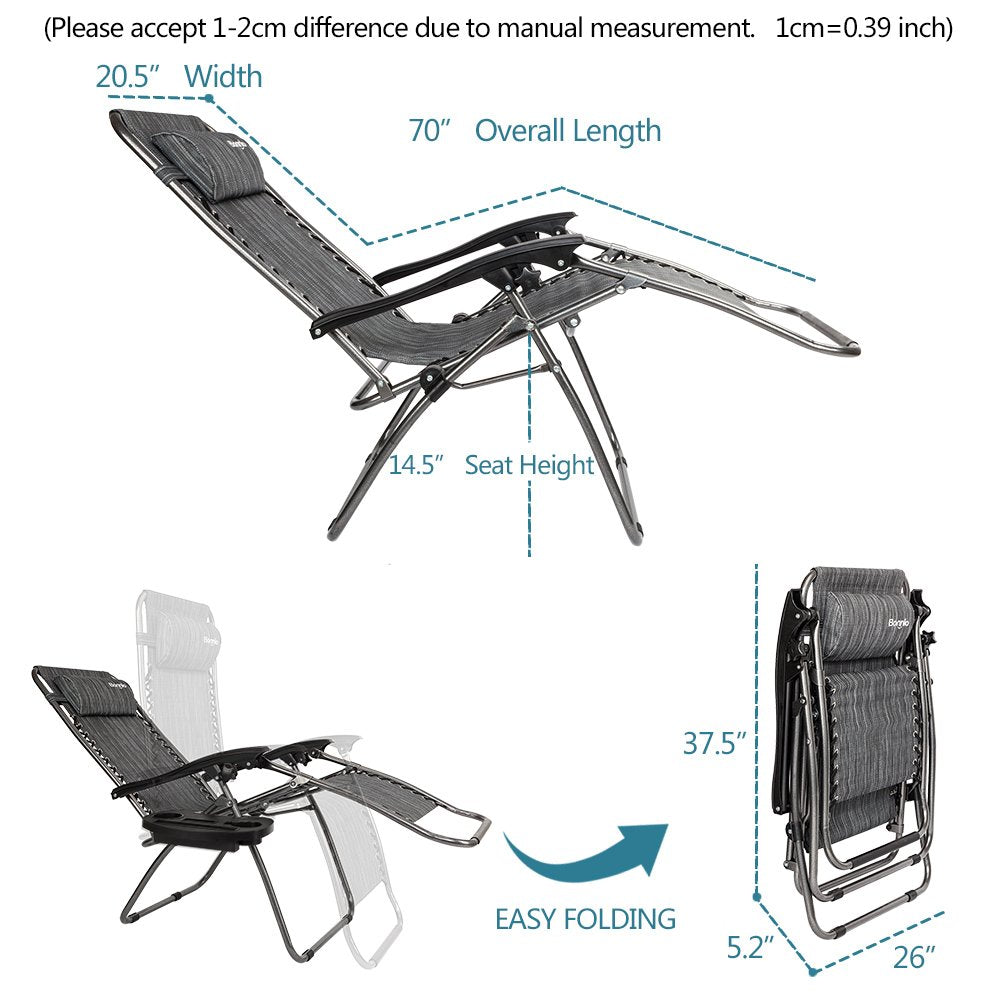 Zero Gravity Chair Set of 2 with Pillow and Cup Holder Y4820