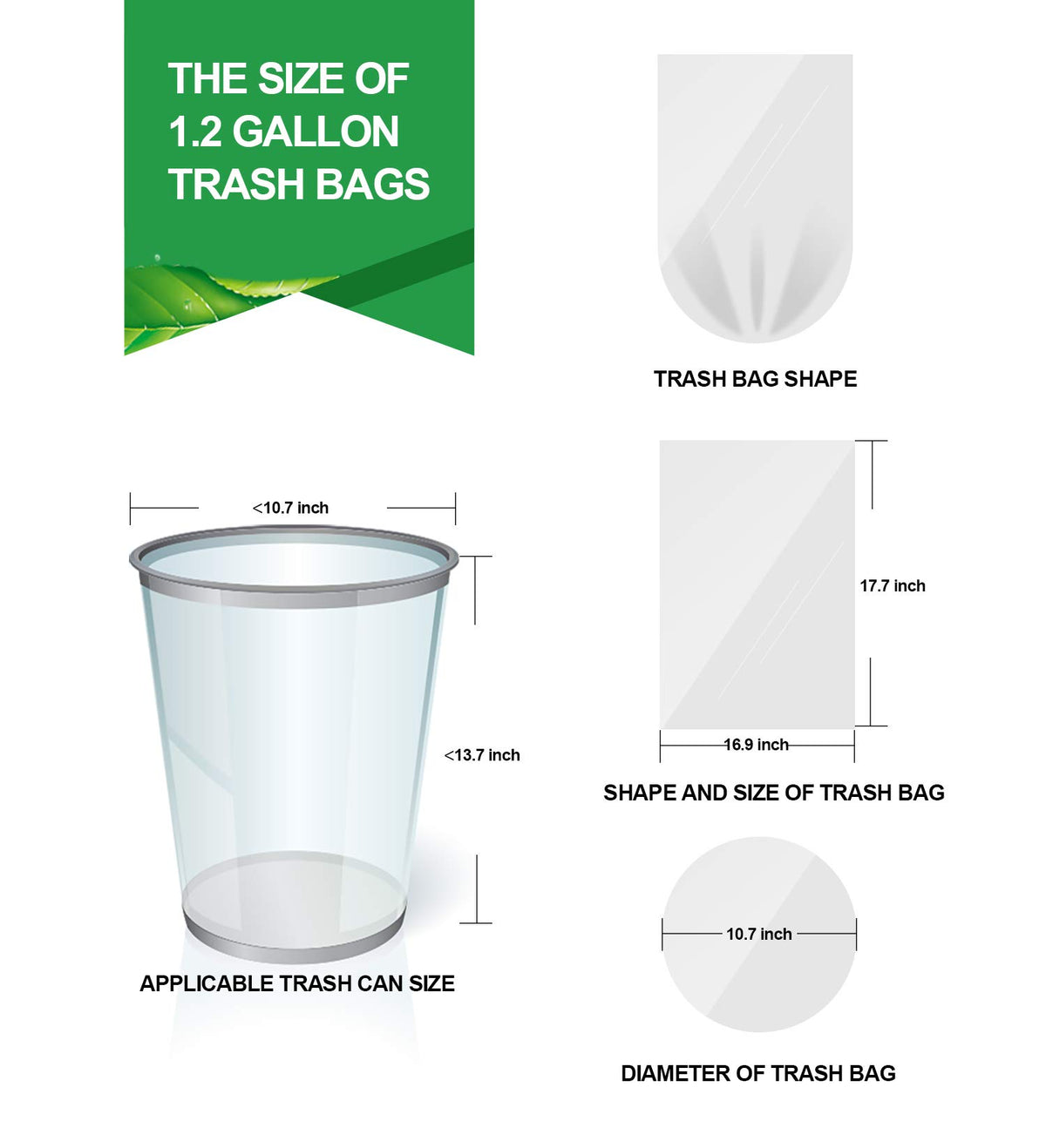 1.2 Gallon 220 Count Plastic Trash Bags L5035