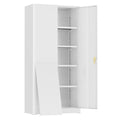 72" White Locking Metal Storage Cabinet with 4 Adjustable Shelves M676