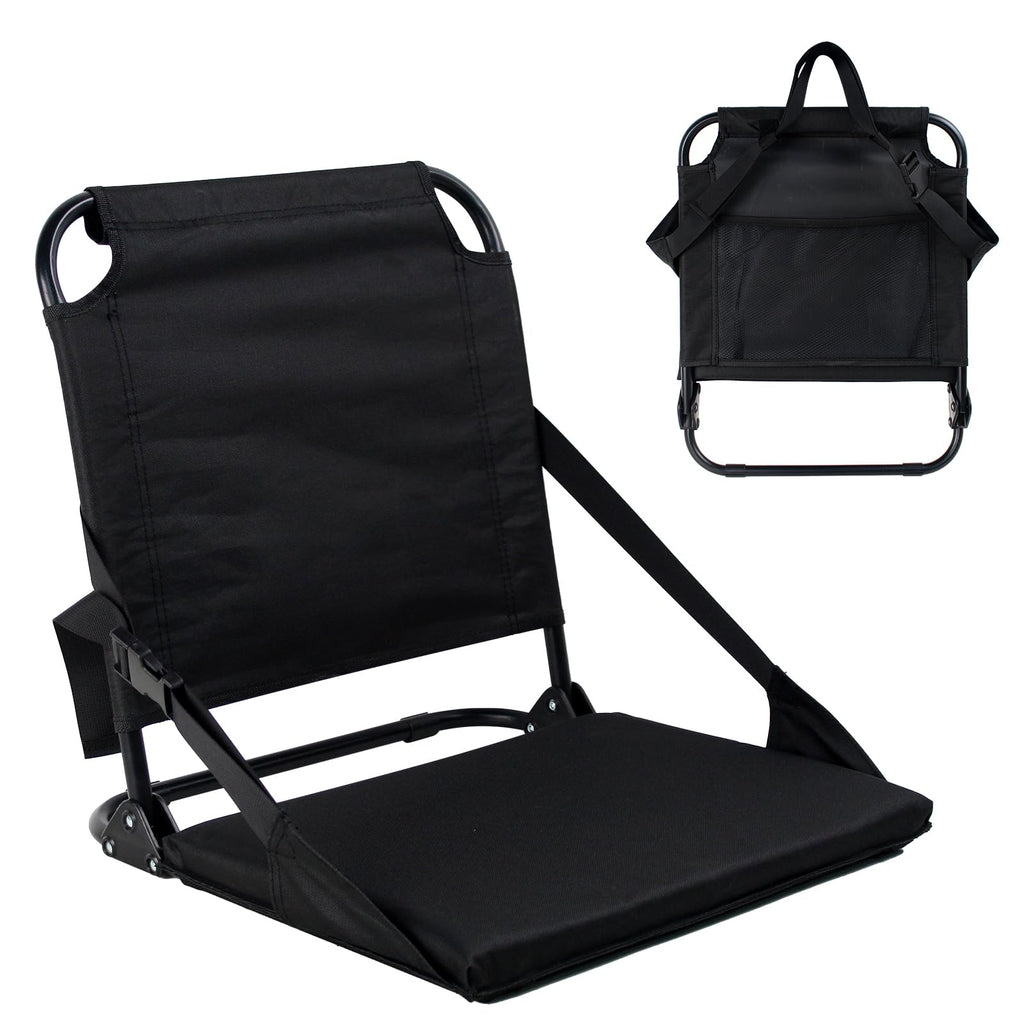 Portable Stadium Seat with Back Support and Storage Pockets X6868