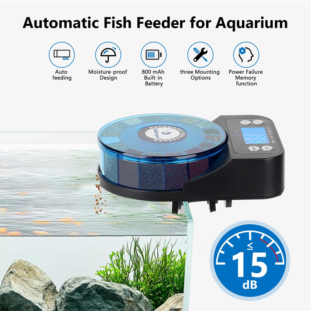 Automatic Fish Feeder and Magnetic Glass Cleaner Brush U74706
