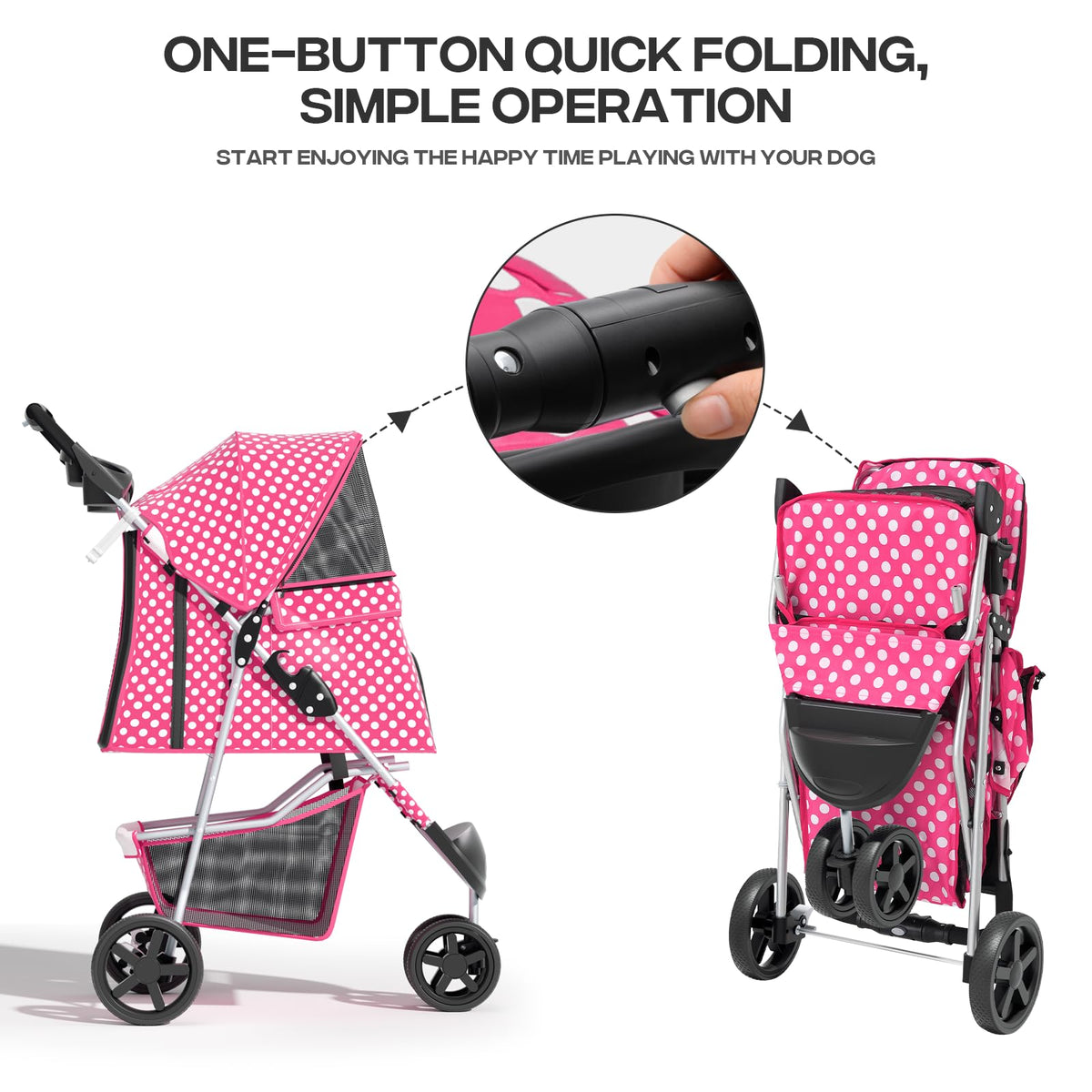 Foldable 3-Wheel Pet Stroller W12903