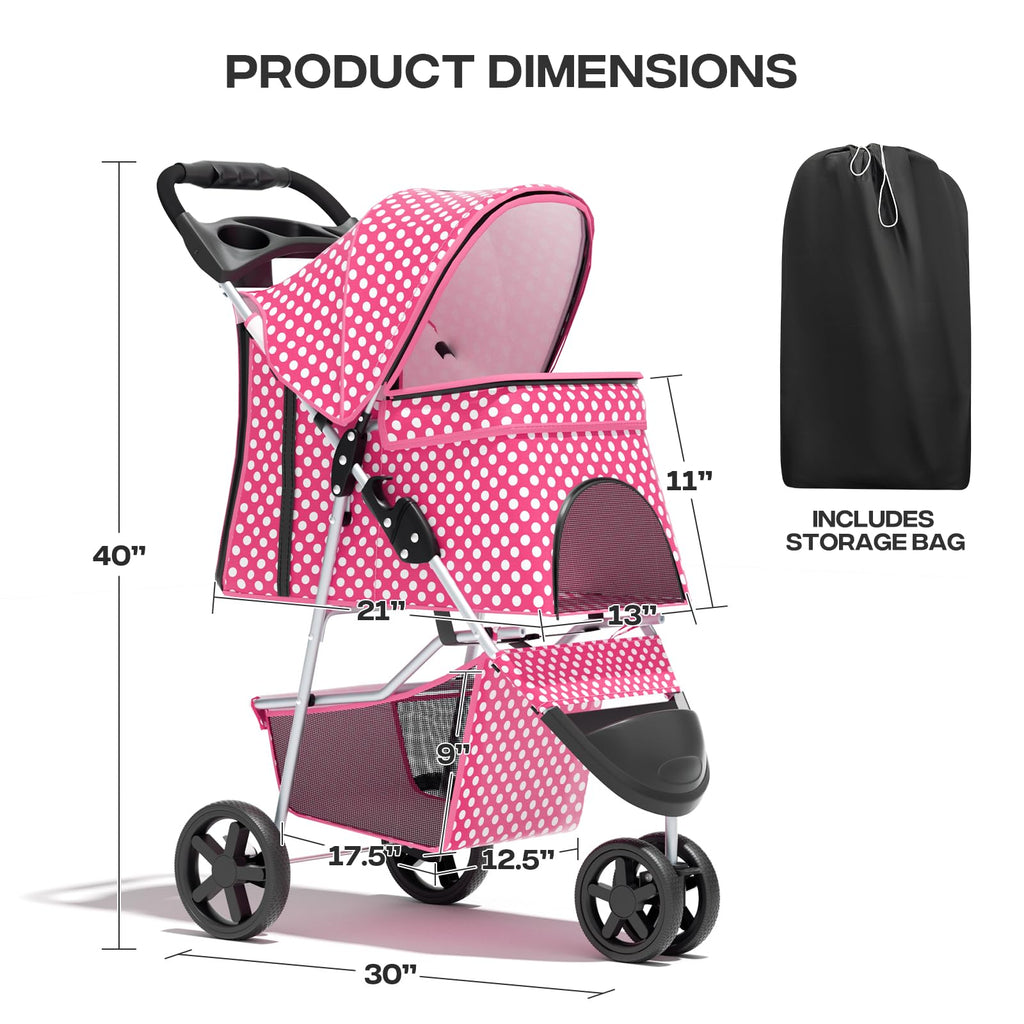 Foldable 3-Wheel Pet Stroller W12903