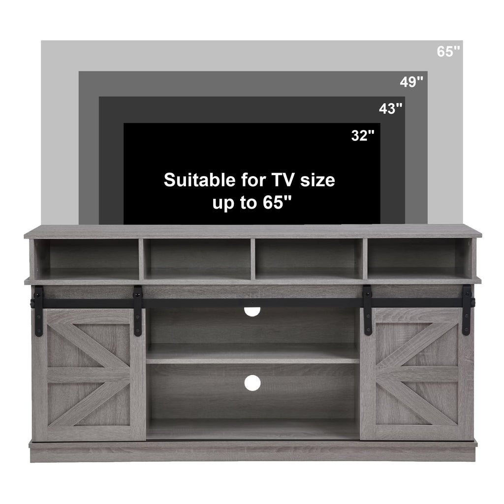 65" Grey TV Stand with Sliding Doors T723