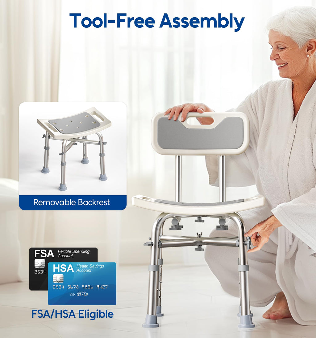 Shower Chair with Back Seat Bench C835
