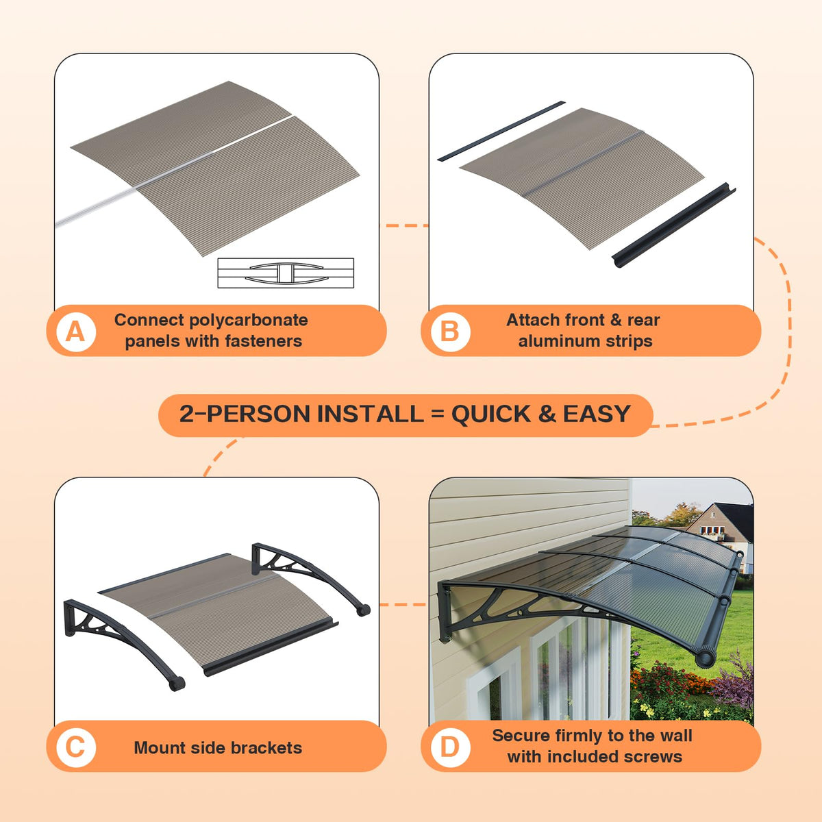 40x48in UV Rain Proof Door Awning B742