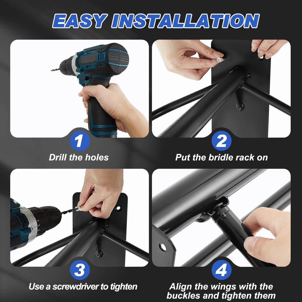 6 Pcs Wall Mount Saddle Rack with Pad Bar V453