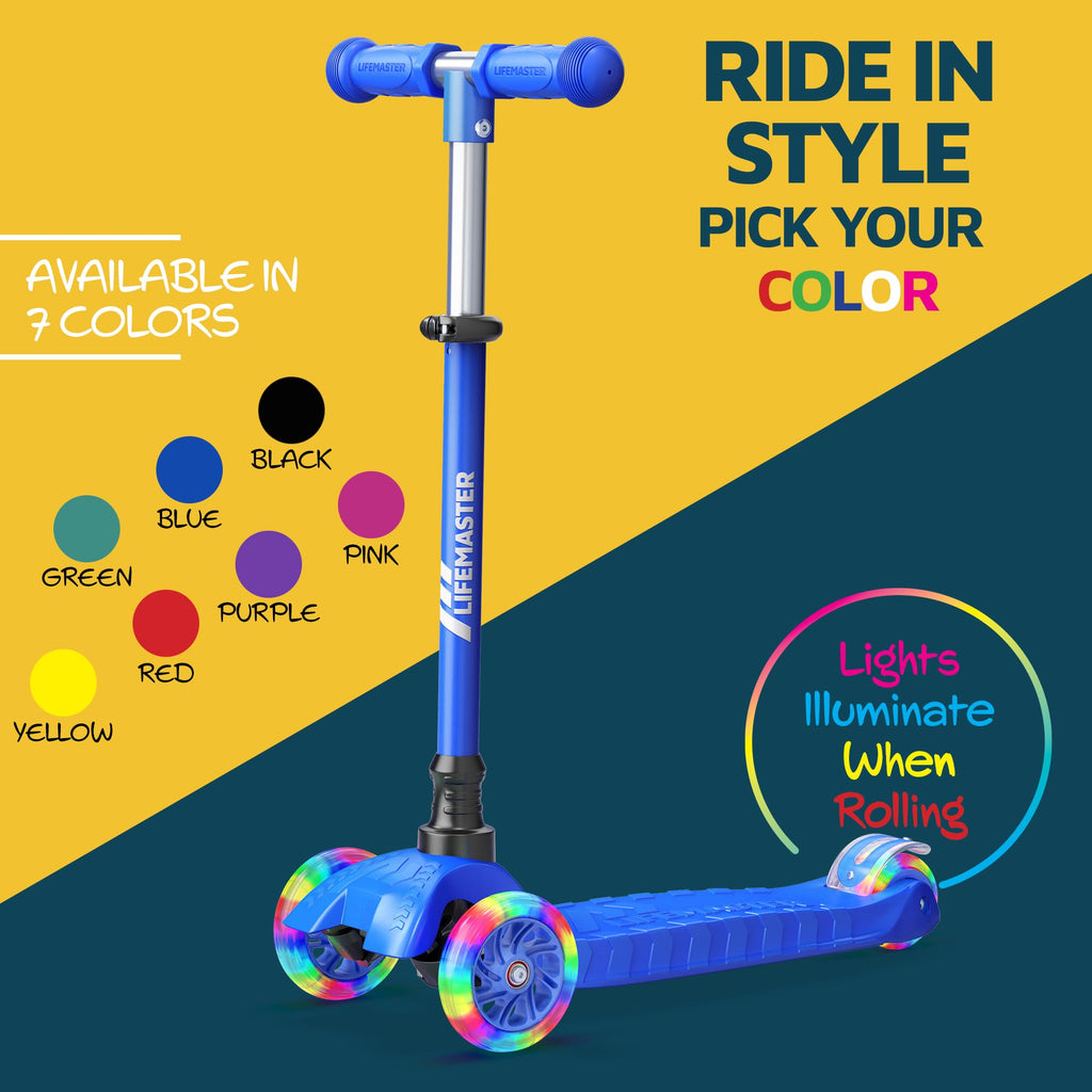 3-Wheel Kids Scooter with Wheel Lights, Adjustable Handlebar K61016