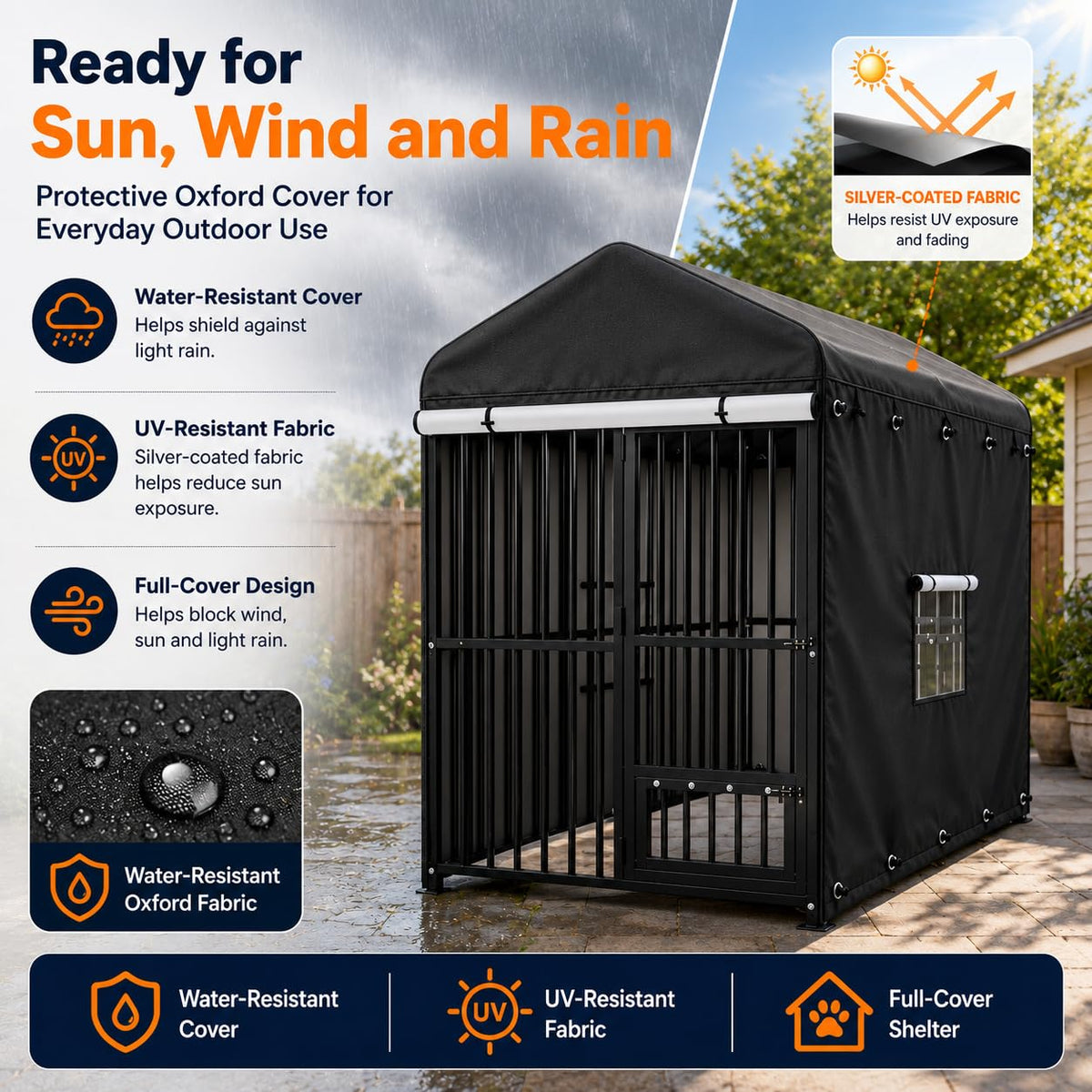 Heavy Duty Outdoor Dog Kennel with Cover R29996