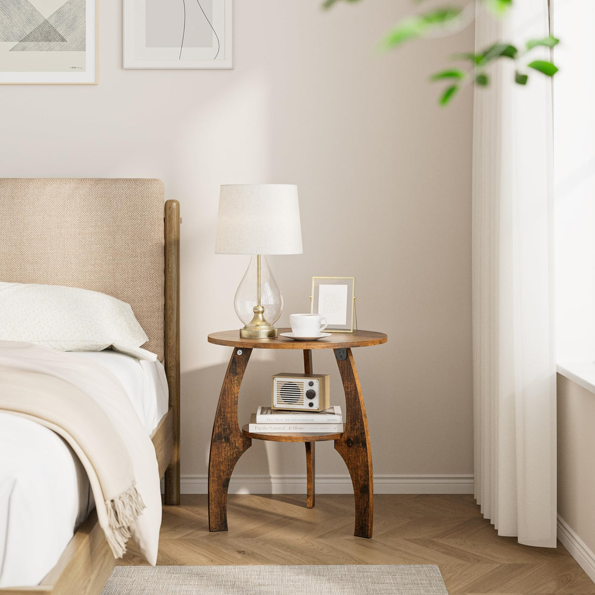 2-Tier Round Wood Side Table F645201