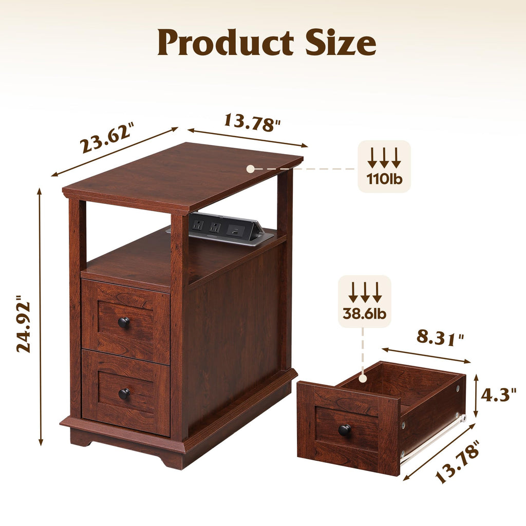 End Table with Charging Station & 2 Drawers J495492