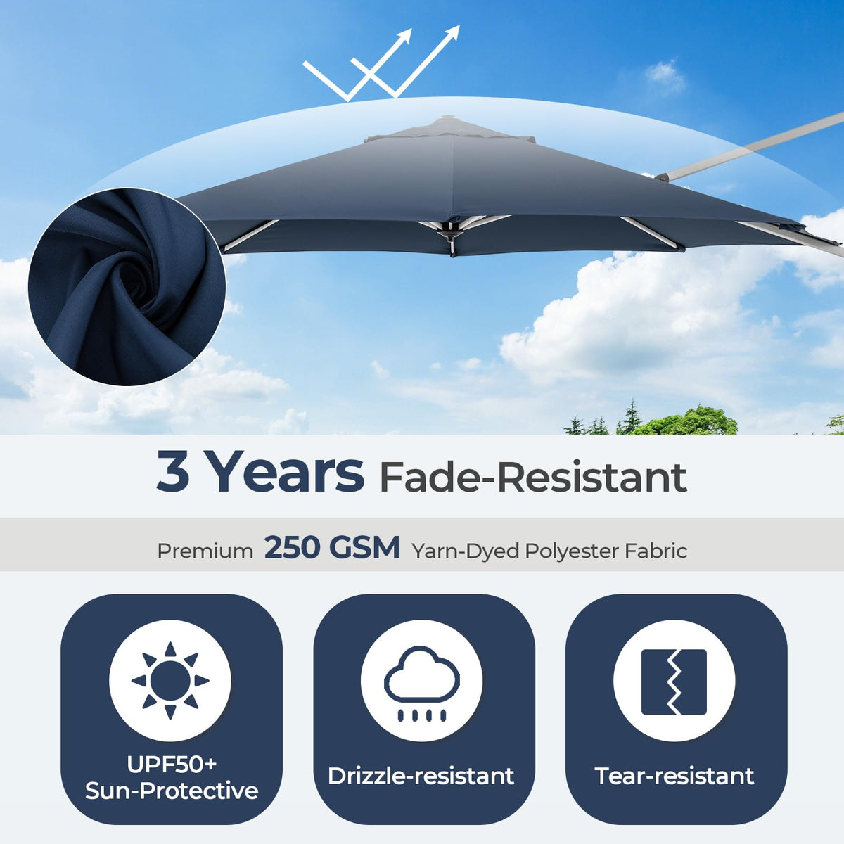 11 FT Cantilever Patio Umbrella with 360° Rotation P1921