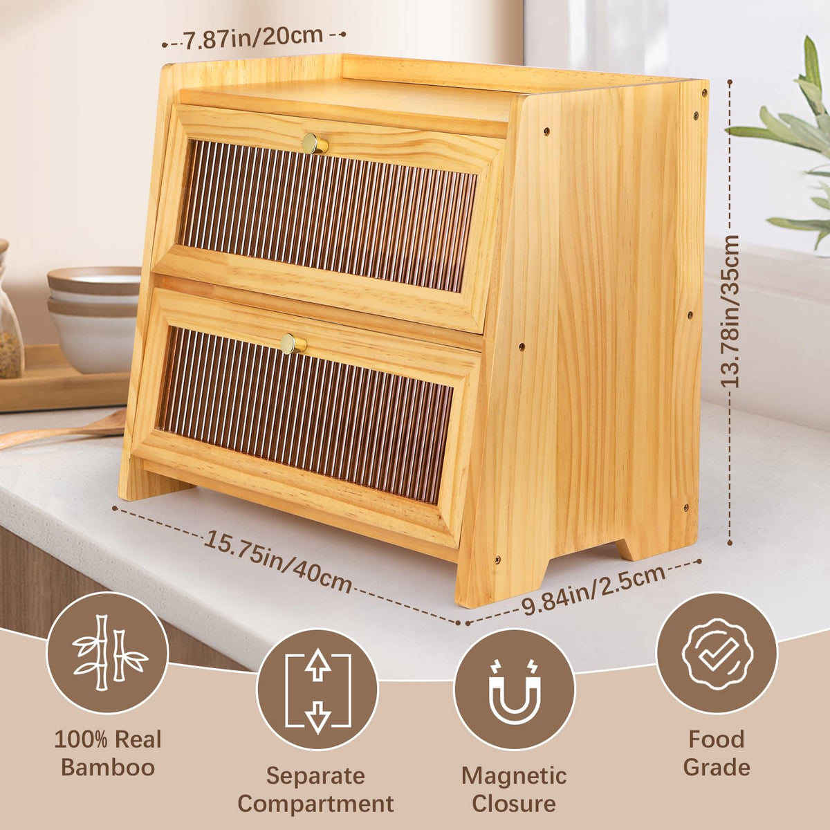 Wooden Bread Box A8374