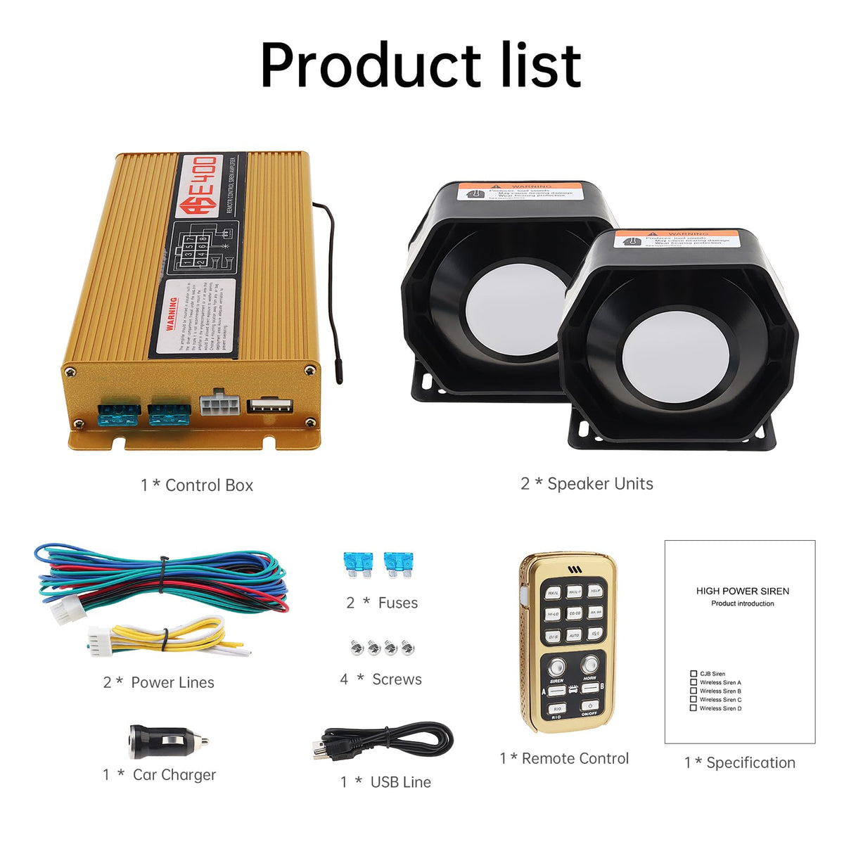 12V 400W 18 Tones Police Siren PA System with Horn Speaker & Remote Control V521598